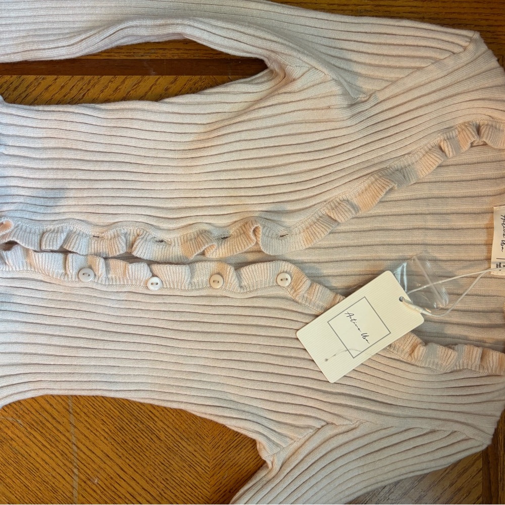 New Cream Ruffled Cardigan Top